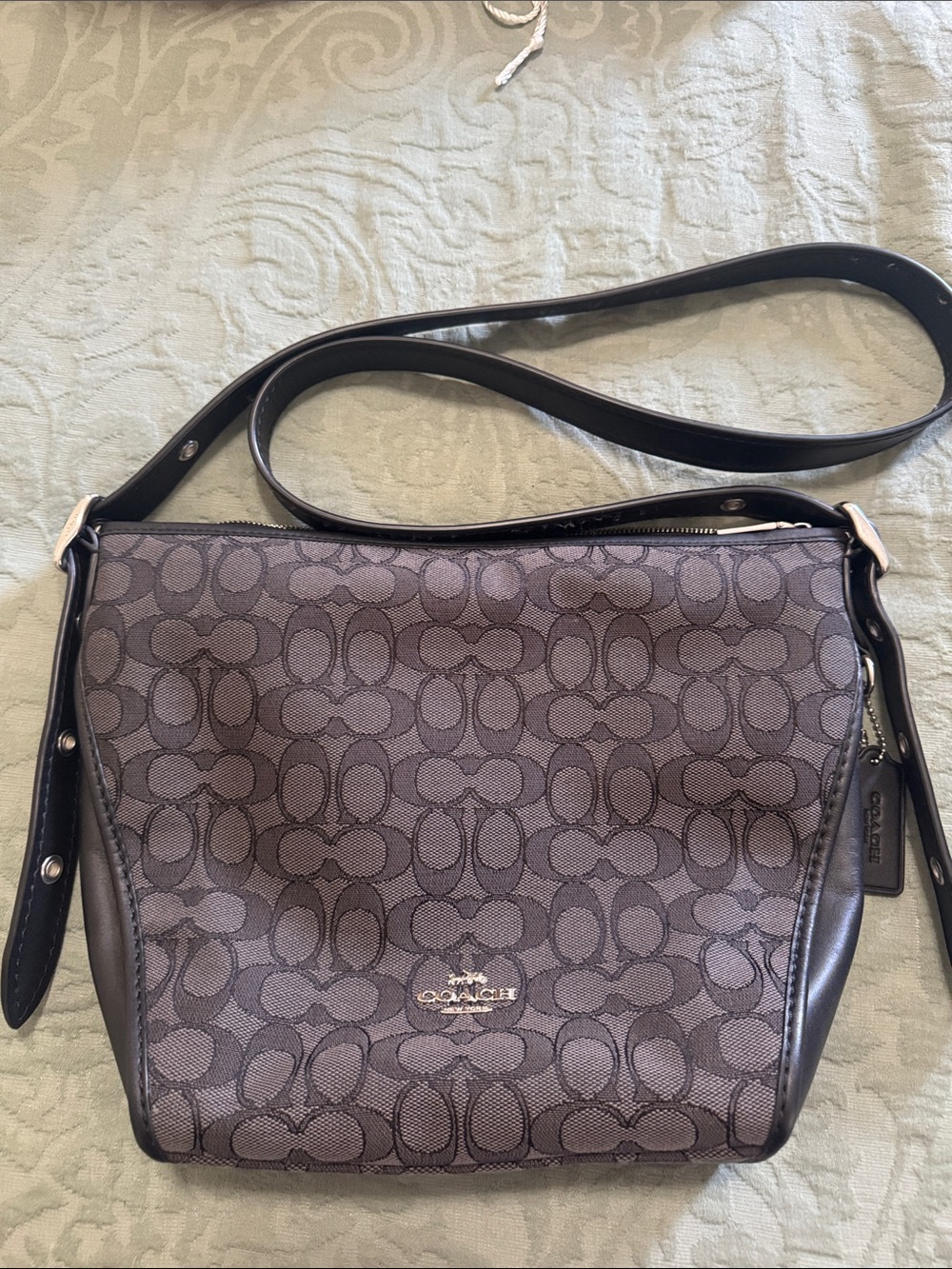 Coach Signature Crossbody in Charcoal and Black